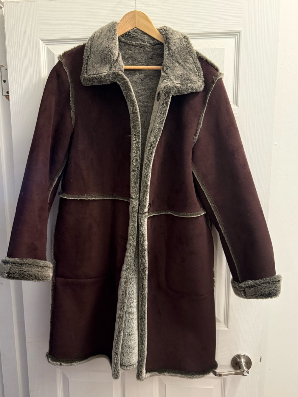 Vintage Jones New York Faux Fur-Suede Coat - Medium